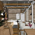 Modern Café Interior Design With Wooden Ceiling Hanging Lights And Open Layout