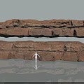 Two Large Stone and Wood Structures with Small Human Figure for Scale 3d model