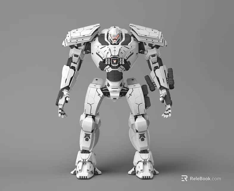 White Humanoid Mech Robot Design With Detailed Armor And Mechanical Structure 3d model