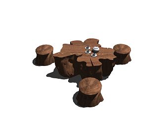 New Chinese root carving tea sea coffee table 3d model