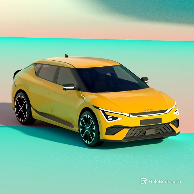 Yellow Modern Electric Car With Sleek Body Black Wheels And Distinctive Headlights 3d model 