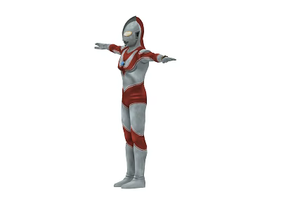 Game And Movie Character In Silver Red Suit With Blue Chest Emblem Arms Outstretched 3d model