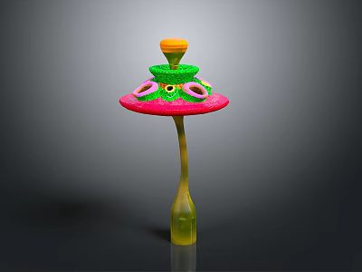 Colorful Decorative Plant With Pink Base Green Stem And Yellow Top Decorative Structure 3d model