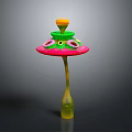 Colorful Decorative Plant With Pink Base Green Stem And Yellow Top Decorative Structure