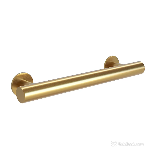 Sleek Modern Gold Metal Door Handle With Cylindrical Shape And Round Mounting Base 3d model 