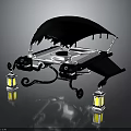 Unique Gothic Decorative Furniture With Black Canopy Dragon Shaped Legs And Hanging Lanterns