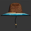 Wide Brim Straw Hat with Cancun Island of Magic Blue Decorative Summer Vacation Design