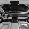 Modern Car Interior Cockpit with Steering Wheel Dashboard Center Console and Leather Seats