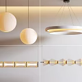 Stylish Modern Pendant Lighting Combinations Featuring Spherical Circular And Linear Fixtures 3d model
