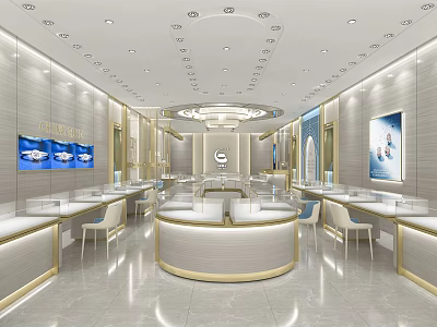 Light Luxury Jewelry Store Jewelry Store China Gold 3d model