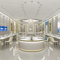 Luxury Jewelry Store Interior With Elegant Display Cases Central Counter Bright Lighting And Modern Decor