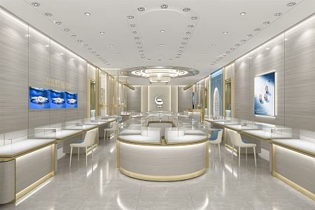 Light Luxury Jewelry Store Jewelry Store China Gold 3d model