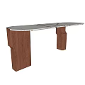 Modern Walnut Console Table With Marble Top And Curved Leg Design 3d model