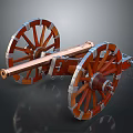Vintage Cannon Weapon With Large Wooden Wheels And Metal Barrel