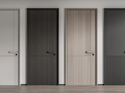 Four Modern Swing Doors With Different Wooden Textures And Colors For Interior Design 3d model