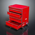 Sturdy Red Vintage Tool Cabinet With Multiple Drawers And Rolling Wheels