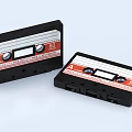 Two Vintage Retro Cassette Tapes With Black Red Design White Label A Side 20 Minutes