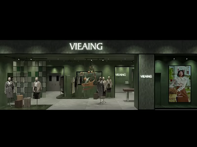 VIEAING Clothing Store Window Display With Mannequins And Stylish Outfits 3d model