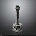 Traditional Carved Stone Pillar With Multi Layered Base And Intricate Details