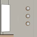 Modern Interior With Three Round Wall Lights On Light Colored Cabinet Wall 3d model