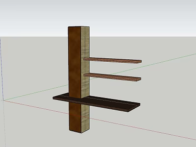 Modern Wooden Bookcase With Vertical Support Column Horizontal Storage Shelves Simple Design 3d model