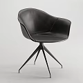 Stylish Modern Black Leather Single Chair With Armrest And Metal Base