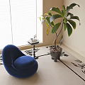 Modern Lazy Sofa Sofa Stool Green Plant Side Corner 3d model