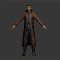 Game Movie Character 3D Model Brown Long Coat Green Plaid Shirt Standing Gray Background