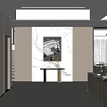 Modern Entryway Interior Design With Marble Wall Decorative Painting And Console Table 3d model