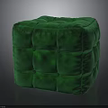 Modern Green Square Quilted Pouf Furniture With Soft Cushioned Surface