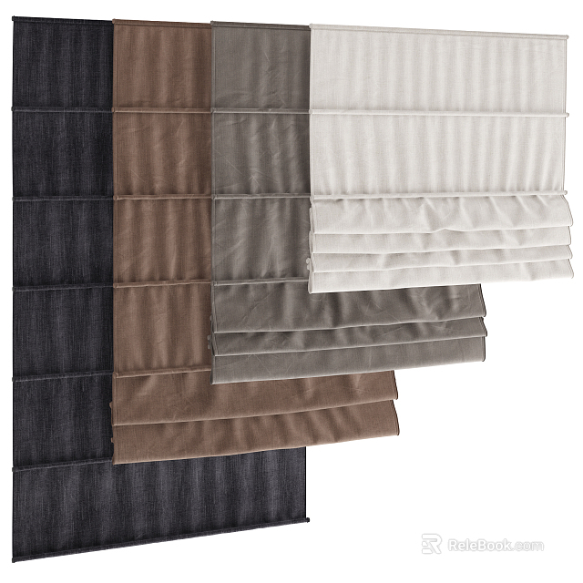 Stylish Roman Blinds With Multiple Color Options For Home Window Design 3d model 