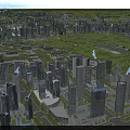 Aerial Urban Planning View Featuring Modern High Rise Buildings Green Spaces And Roads