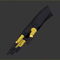 3D Model Of Black Mechanical Arm With Yellow Fingers And Blue Joints