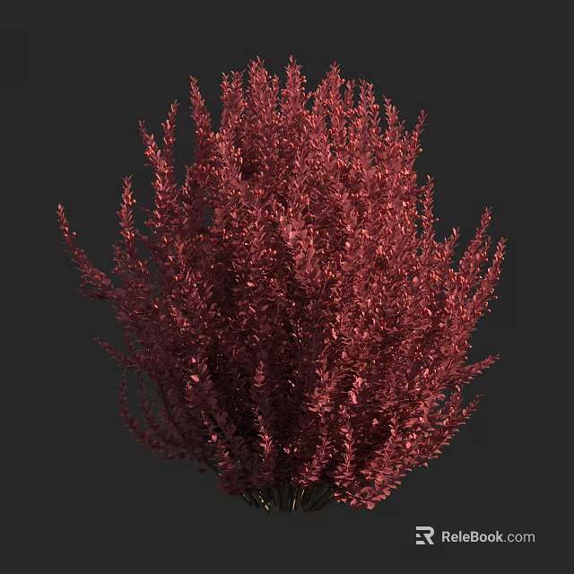 Vibrant Red Shrub With Lush Foliage And Dense Branch Structure 3d model 
