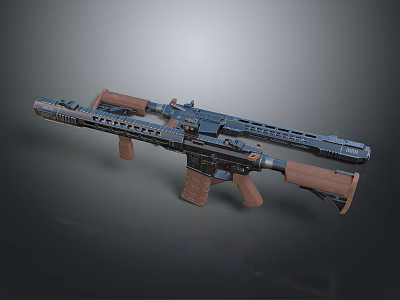 Tactical Rifle With Wooden Stock Metal Barrel And Detailed Design Features 3d model