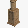 Architectural Stone Column Featuring Layered Rings And Square Base Design