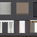 Modern Home Curtains Collection Featuring Venetian Blinds And Patterned Drapes 3d model