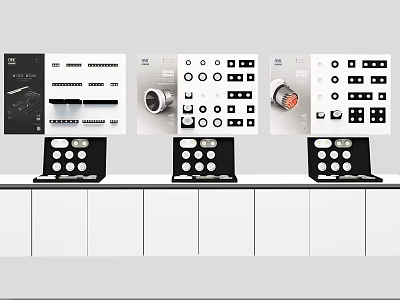 Modern Display Shelves Design With Adjustable Layers And Metal Hooks For Retail Showcases 3d model