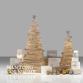 Elegant Golden Spiral Christmas Trees With Gift Boxes And Decorative Ornaments 3d model