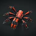 Mechanical Reptile Robot With Red Metallic Legs And Spider Inspired Sci Fi Design 3d model