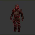 Man In Futuristic Armored Combat Suit With Helmet And Tactical Gear