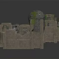 Ancient Stone Ruins Featuring Broken Walls Steps Vines And Standing Columns 3d model