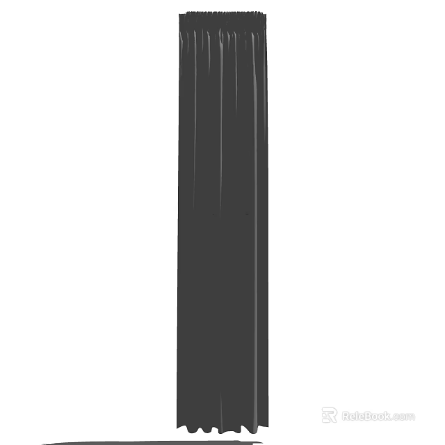Elegant Black Curtain Long Hanging For Home Window Privacy And Decoration 3d model 