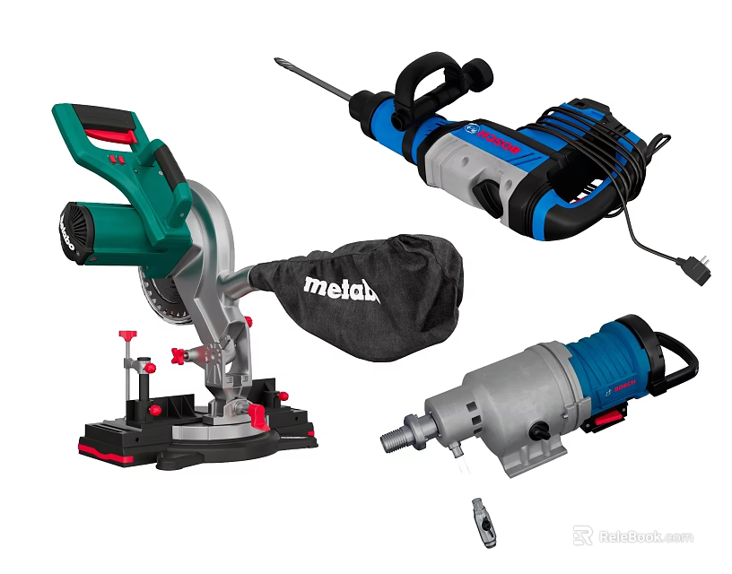 Professional Industrial Power Tools With Angle Grinder Rotary Hammer And Sander 3d model 