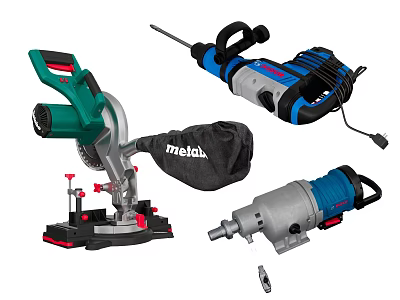 Professional Industrial Power Tools With Angle Grinder Rotary Hammer And Sander 3d model