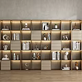 Modern Bookshelf with Multiple Shelves Books Decorative Items and Potted Plants Warm Lighting Design