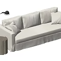 White Multi Person Sofa With Soft Pillows And Floor Lamp By Side Table 3d model