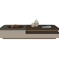 Modern Dual Tone Coffee Table With Tray Decorative Vases And Books On Top