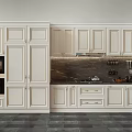 Classic White Kitchen Cabinets With Upper Lower Storage And Dark Countertop Backsplash 3d model
