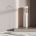 Modern Floor Lamps With Transparent Shade And Geometric Design In Interior Space